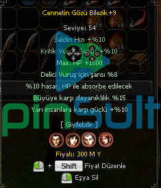 +9 CENNETİN GÖZÜ BİLEZİK TEKLİF