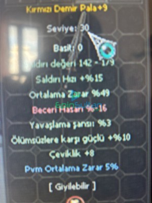 +9 KDP 49 ORT 8 ÇEVİKLİK 10 ÖLÜMSÜZ VE 5 PVM ORTALMA ZARARLI