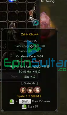Zehir kılıcı 54 ort 10 güç SATILIR